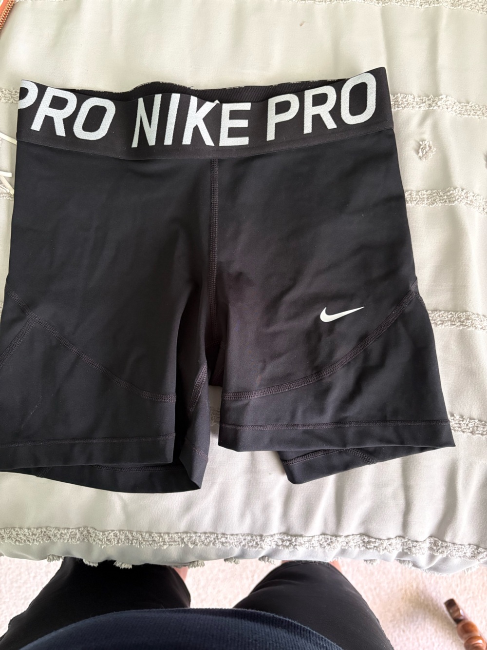Nike Black Pro Bike Shorts with White Swoosh